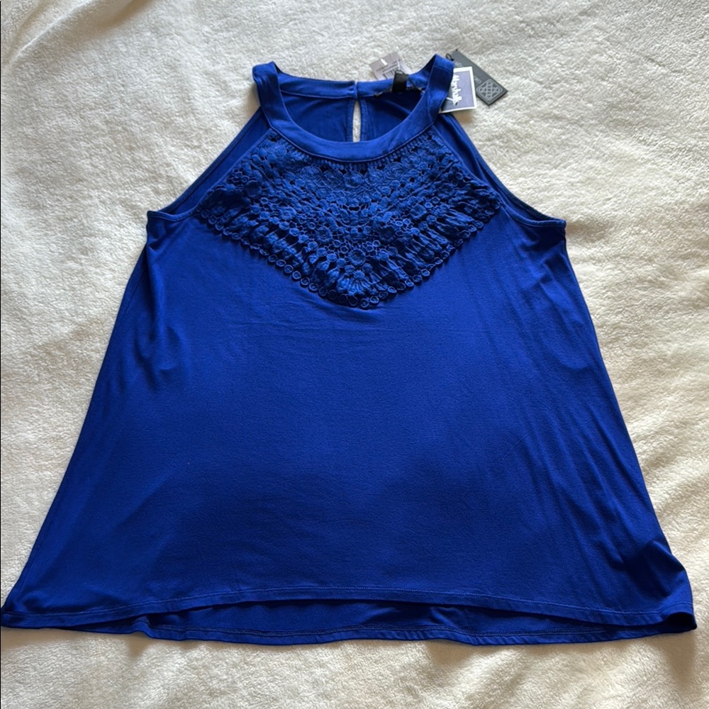 Blue Smocked Sleeveless Tank Top